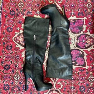 Knee-High Leather Platform Stiletto Boots